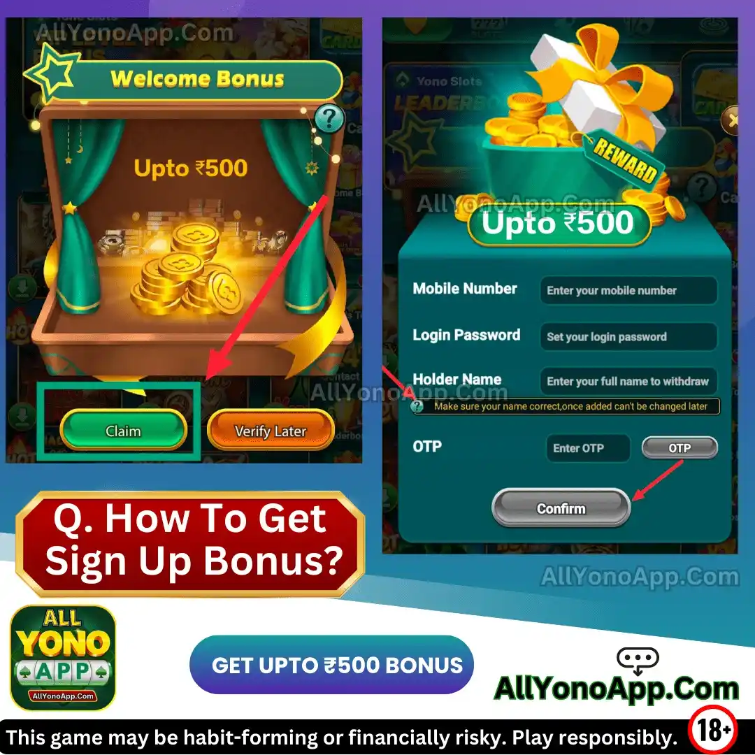 SPIN Lucky Signup Bonus Screenshot